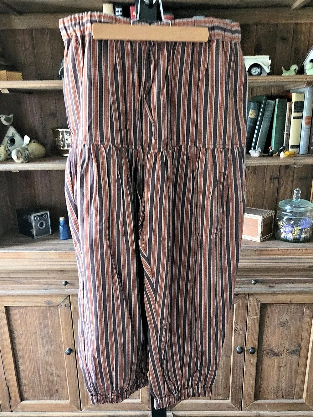 Free People Striped Jogger Pants in Brown & Orange Large